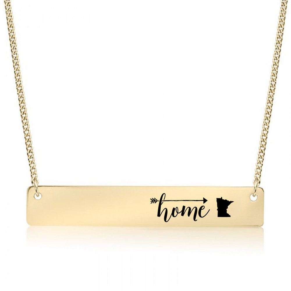 Home is Minnesota Gold / Silver Bar Necklace - pipercleo.com